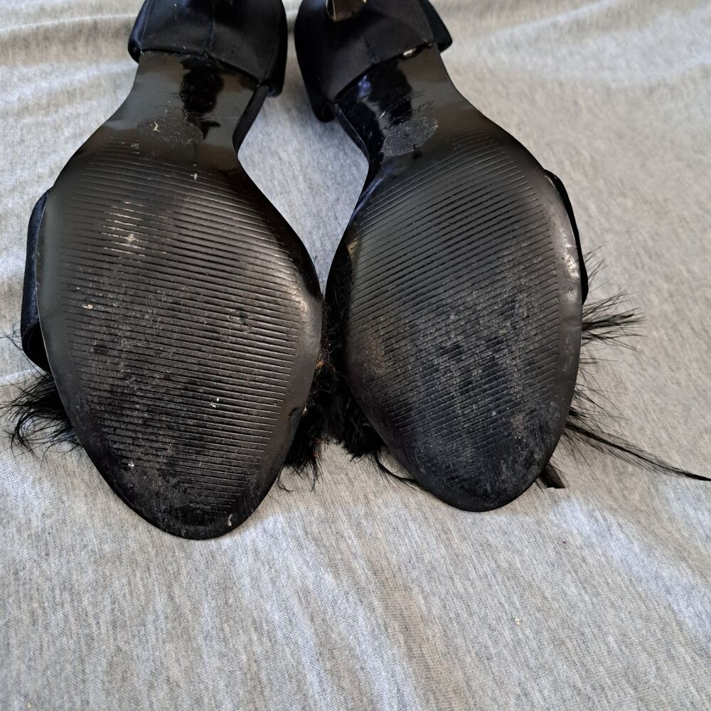 ZARA Feathered High-Heel Party Sandals Black& Gold Size USA 7.5 EUR 38 - Picture 7 of 9